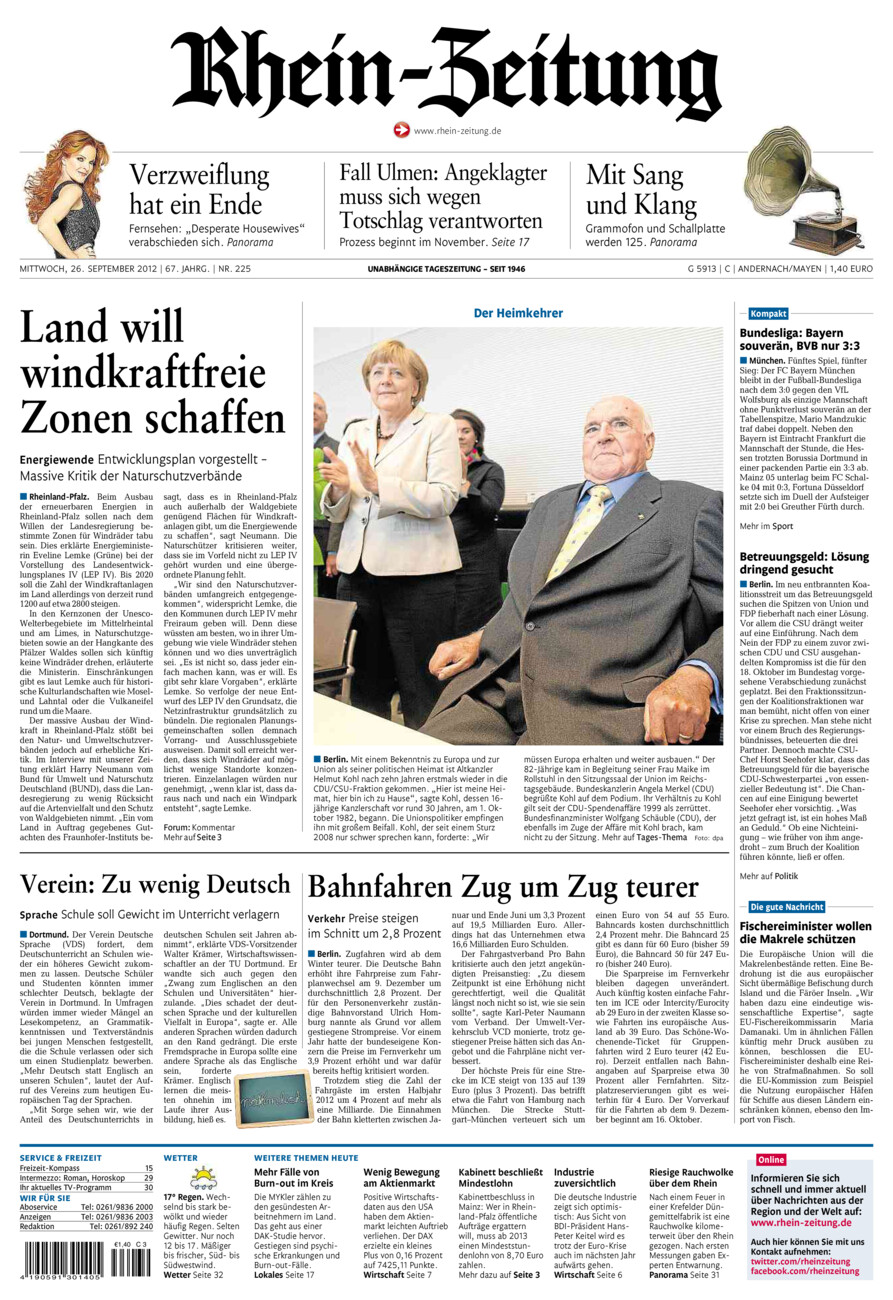 Rhein-Zeitung Andernach & Mayen vom Mittwoch, 26.09.2012