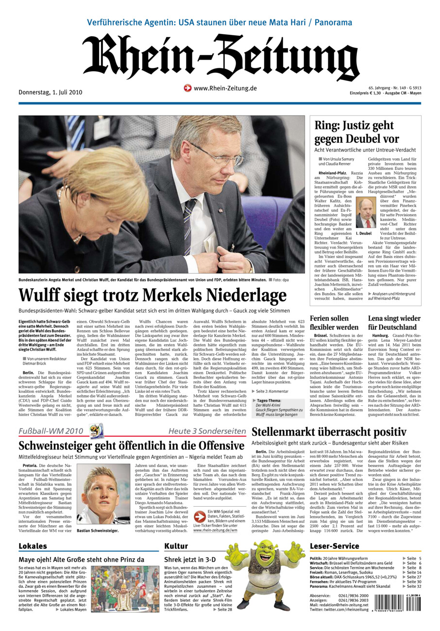Rhein-Zeitung Andernach & Mayen vom Donnerstag, 01.07.2010