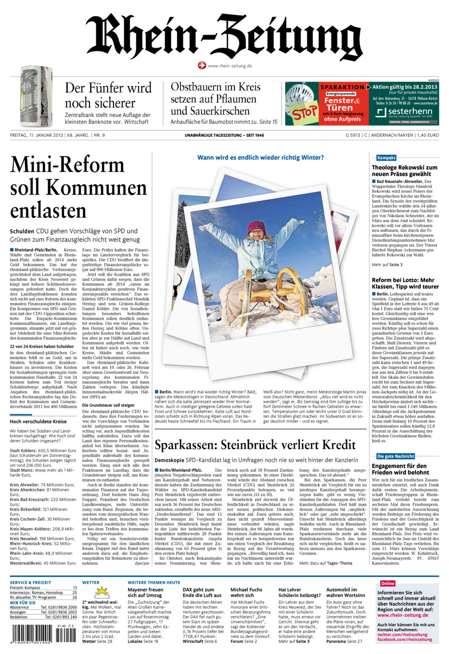 Rhein-Zeitung Andernach & Mayen vom Freitag, 11.01.2013