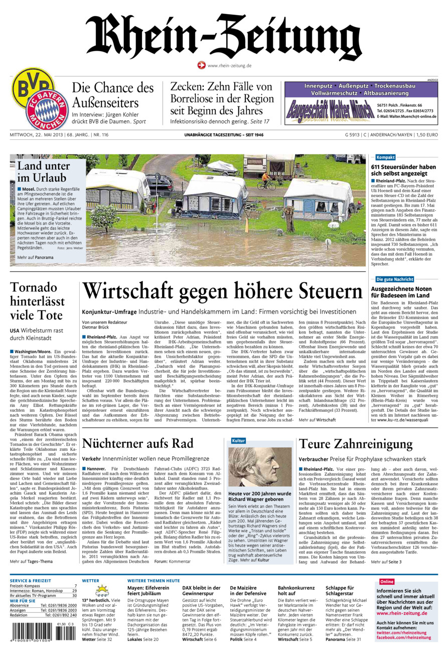 Rhein-Zeitung Andernach & Mayen vom Mittwoch, 22.05.2013