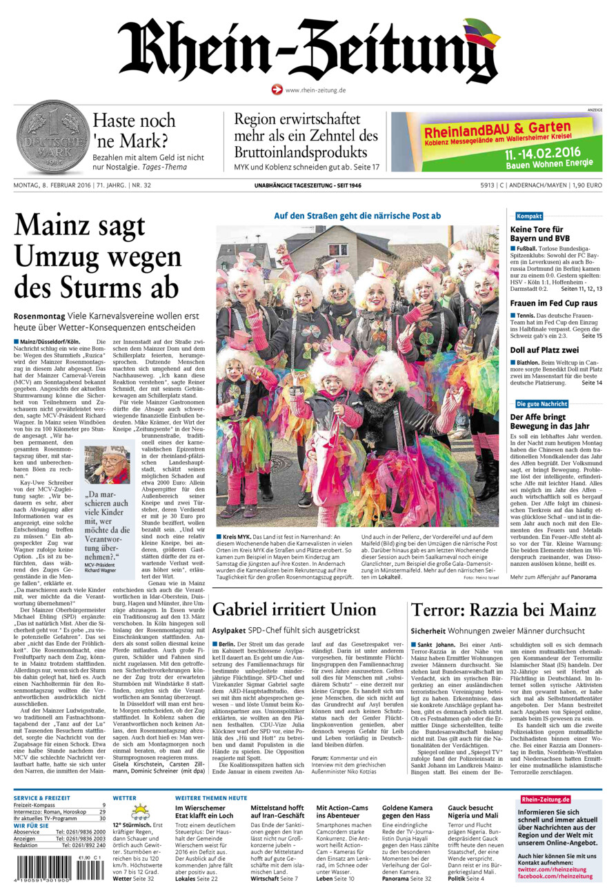 Rhein-Zeitung Andernach & Mayen vom Montag, 08.02.2016