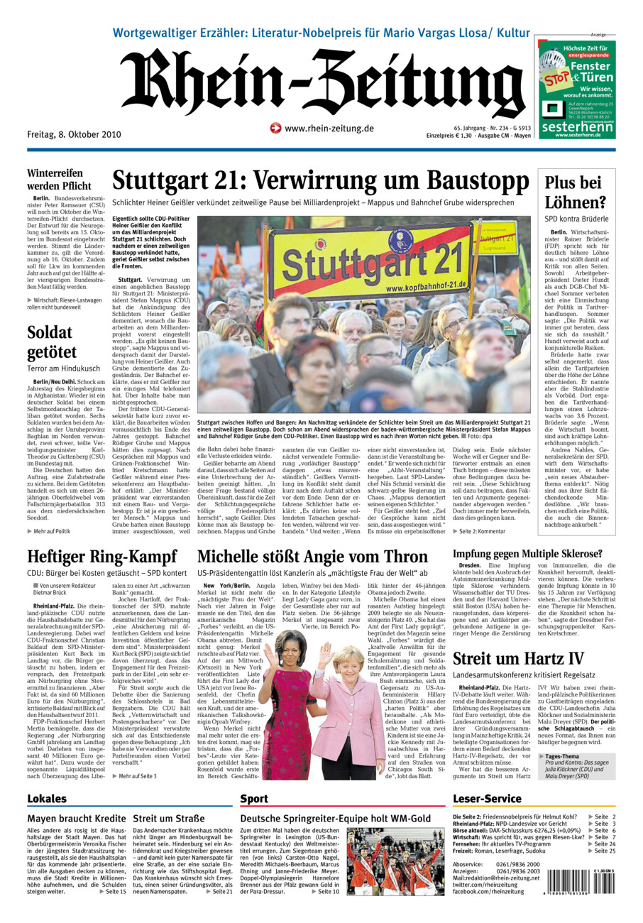 Rhein-Zeitung Andernach & Mayen vom Freitag, 08.10.2010