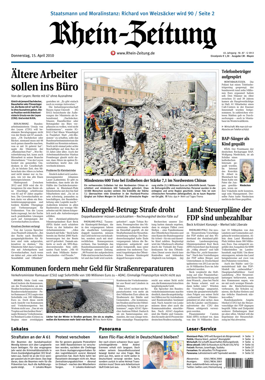 Rhein-Zeitung Andernach & Mayen vom Donnerstag, 15.04.2010