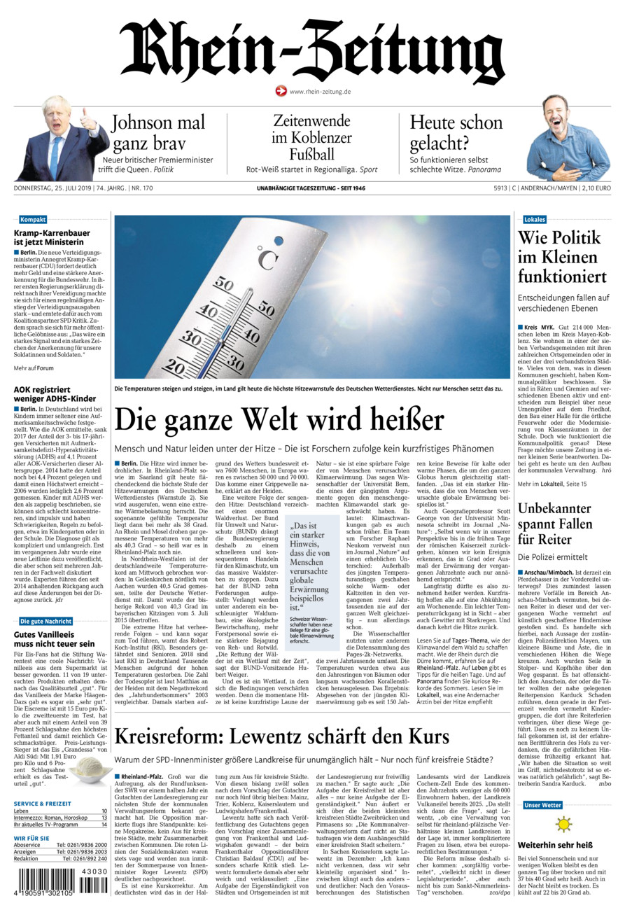 Rhein-Zeitung Andernach & Mayen vom Donnerstag, 25.07.2019