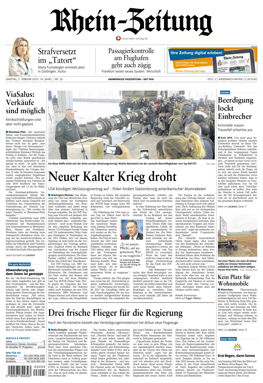 Rhein-Zeitung Andernach & Mayen vom Samstag, 02.02.2019