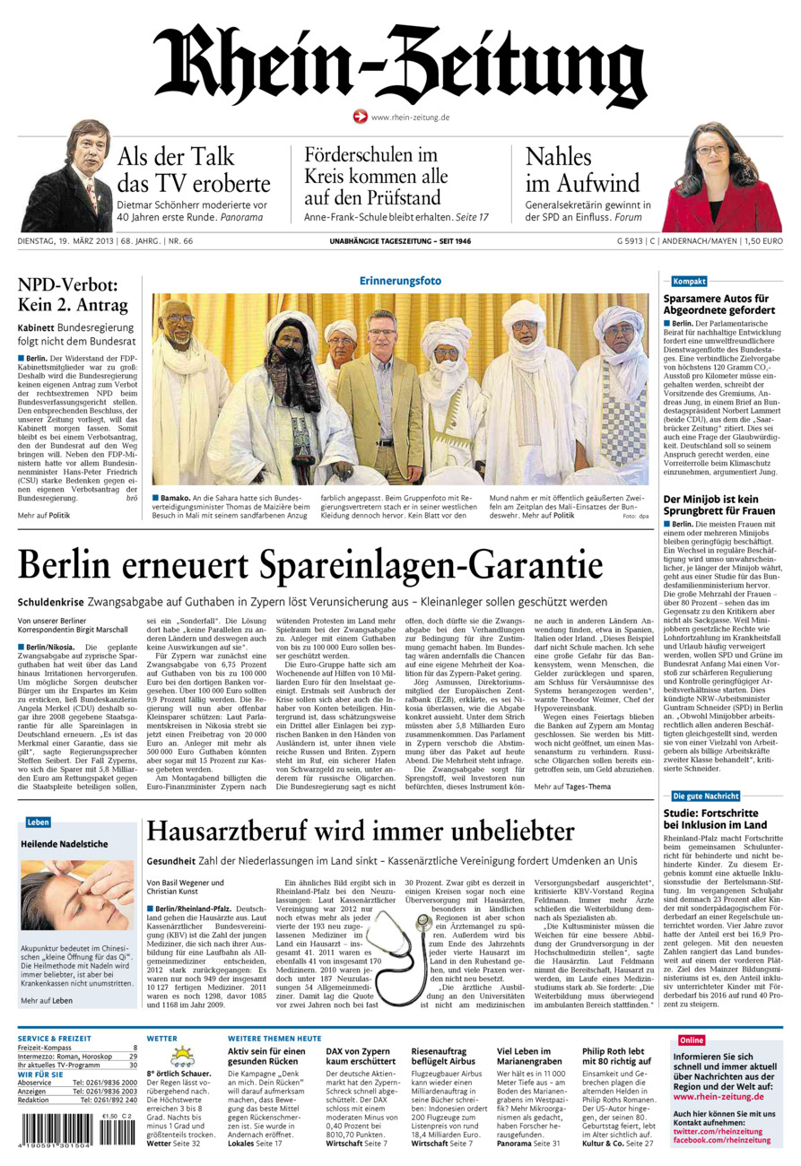 Rhein-Zeitung Andernach & Mayen vom Dienstag, 19.03.2013