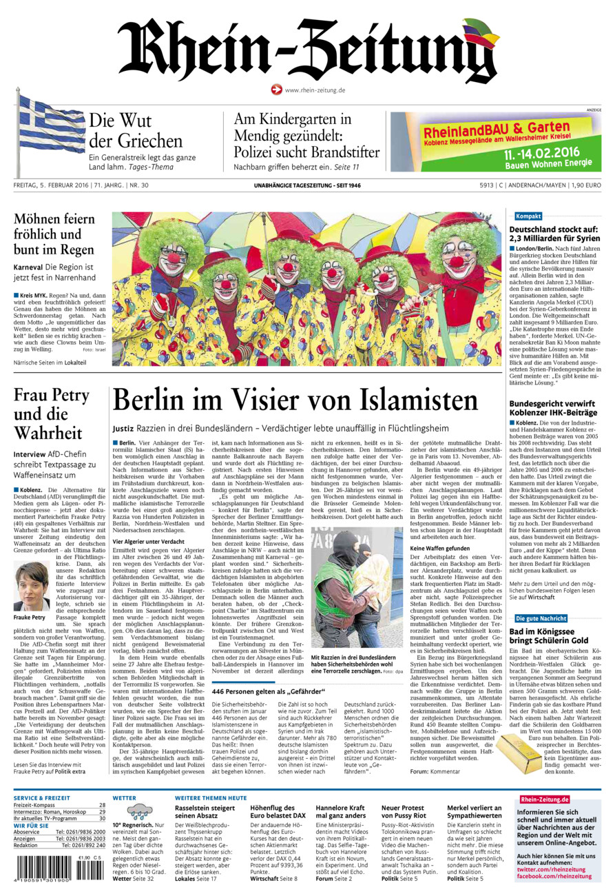 Rhein-Zeitung Andernach & Mayen vom Freitag, 05.02.2016