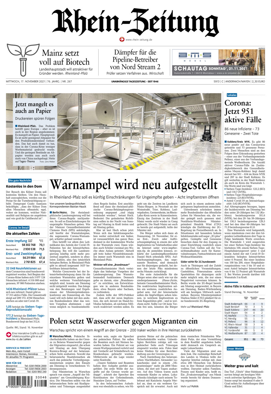 Rhein-Zeitung Andernach & Mayen vom Mittwoch, 17.11.2021