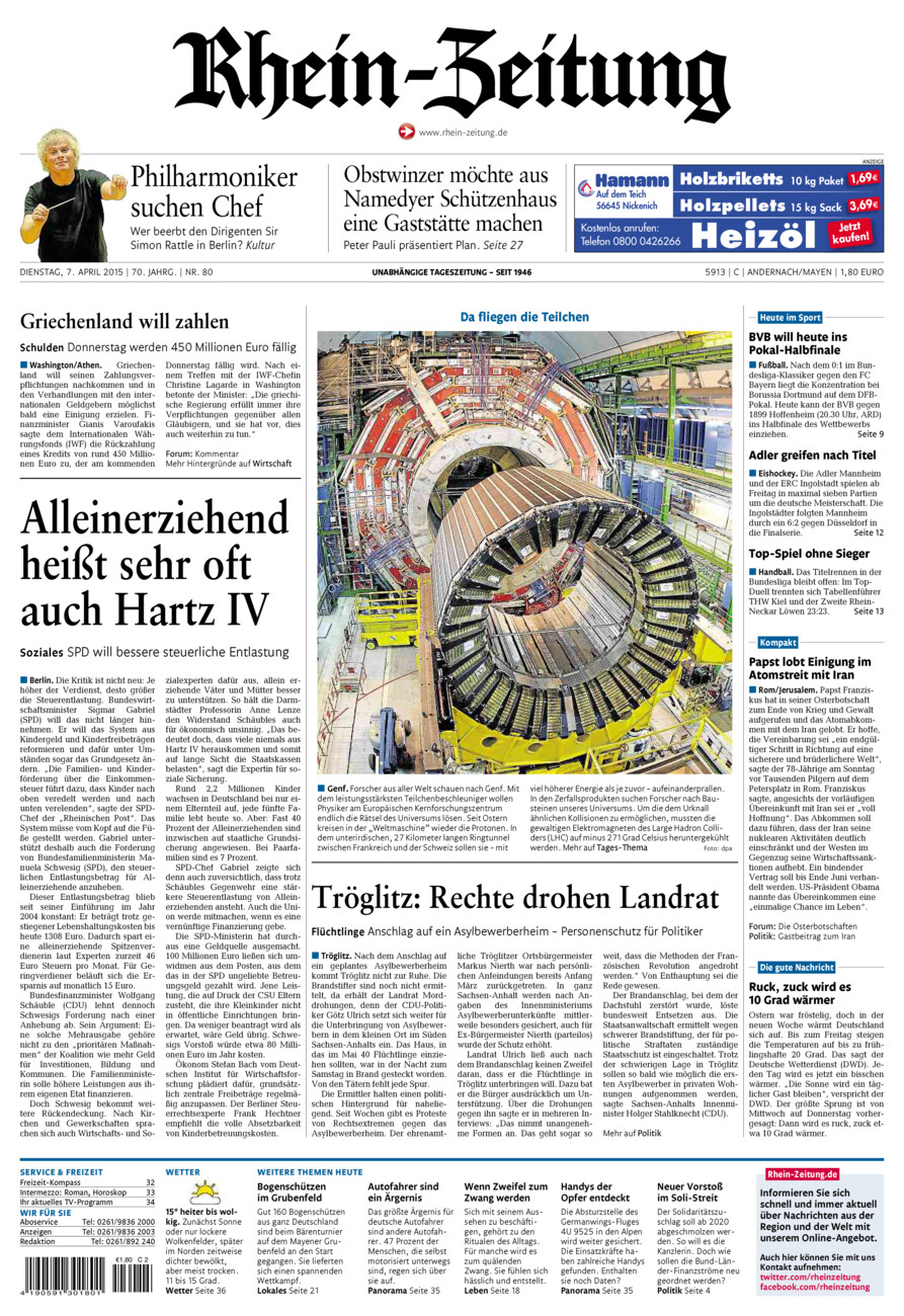 Rhein-Zeitung Andernach & Mayen vom Dienstag, 07.04.2015