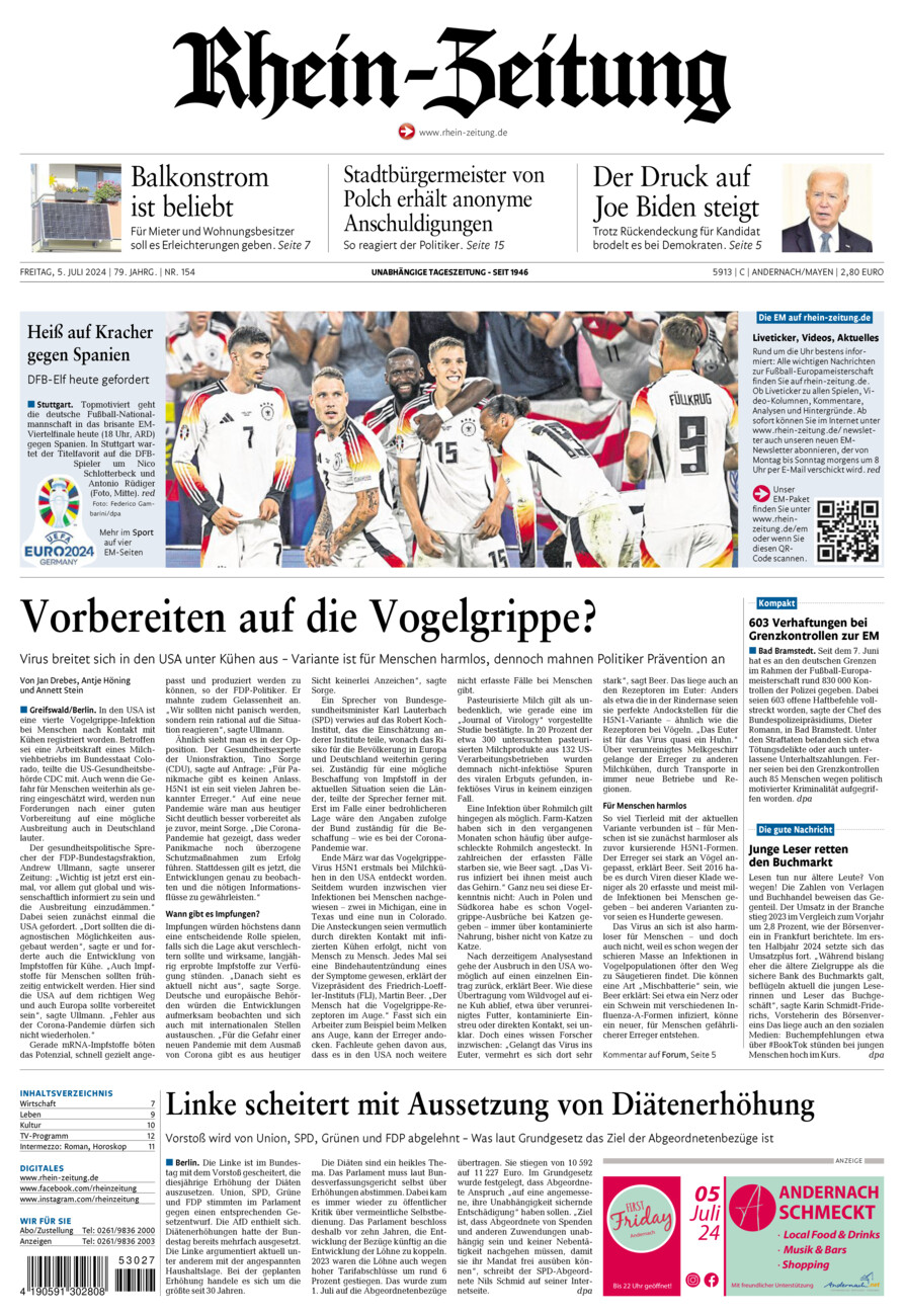 Rhein-Zeitung Andernach & Mayen vom Freitag, 05.07.2024