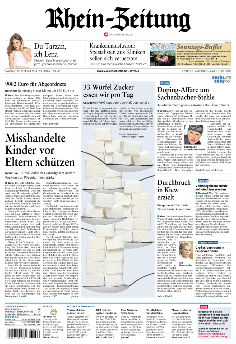 Rhein-Zeitung Andernach & Mayen vom Samstag, 22.02.2014