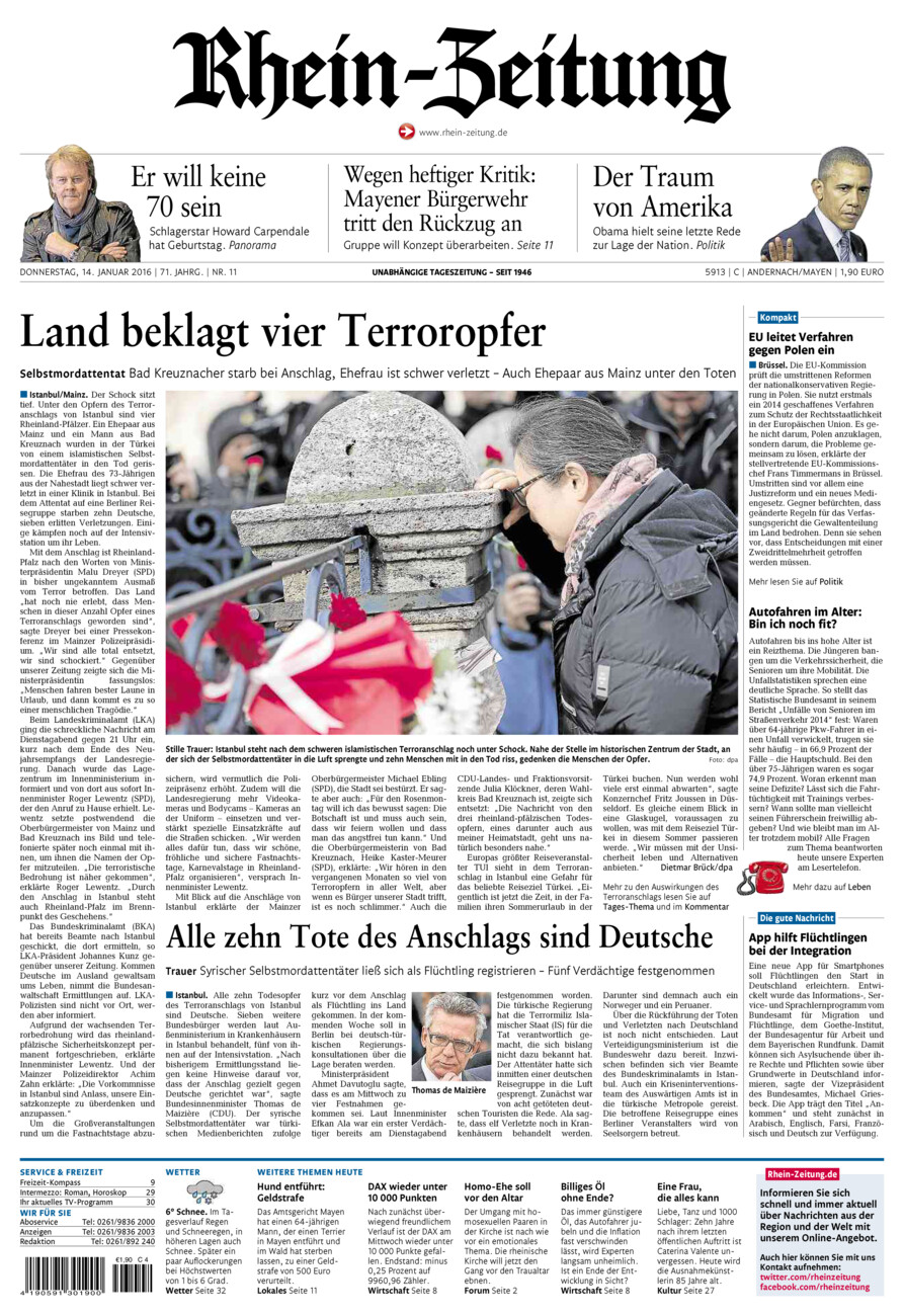 Rhein-Zeitung Andernach & Mayen vom Donnerstag, 14.01.2016