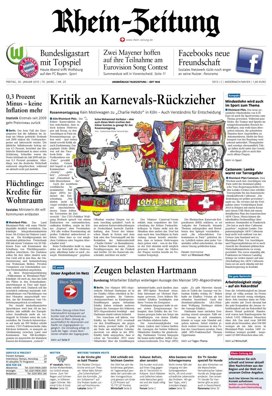 Rhein-Zeitung Andernach & Mayen vom Freitag, 30.01.2015