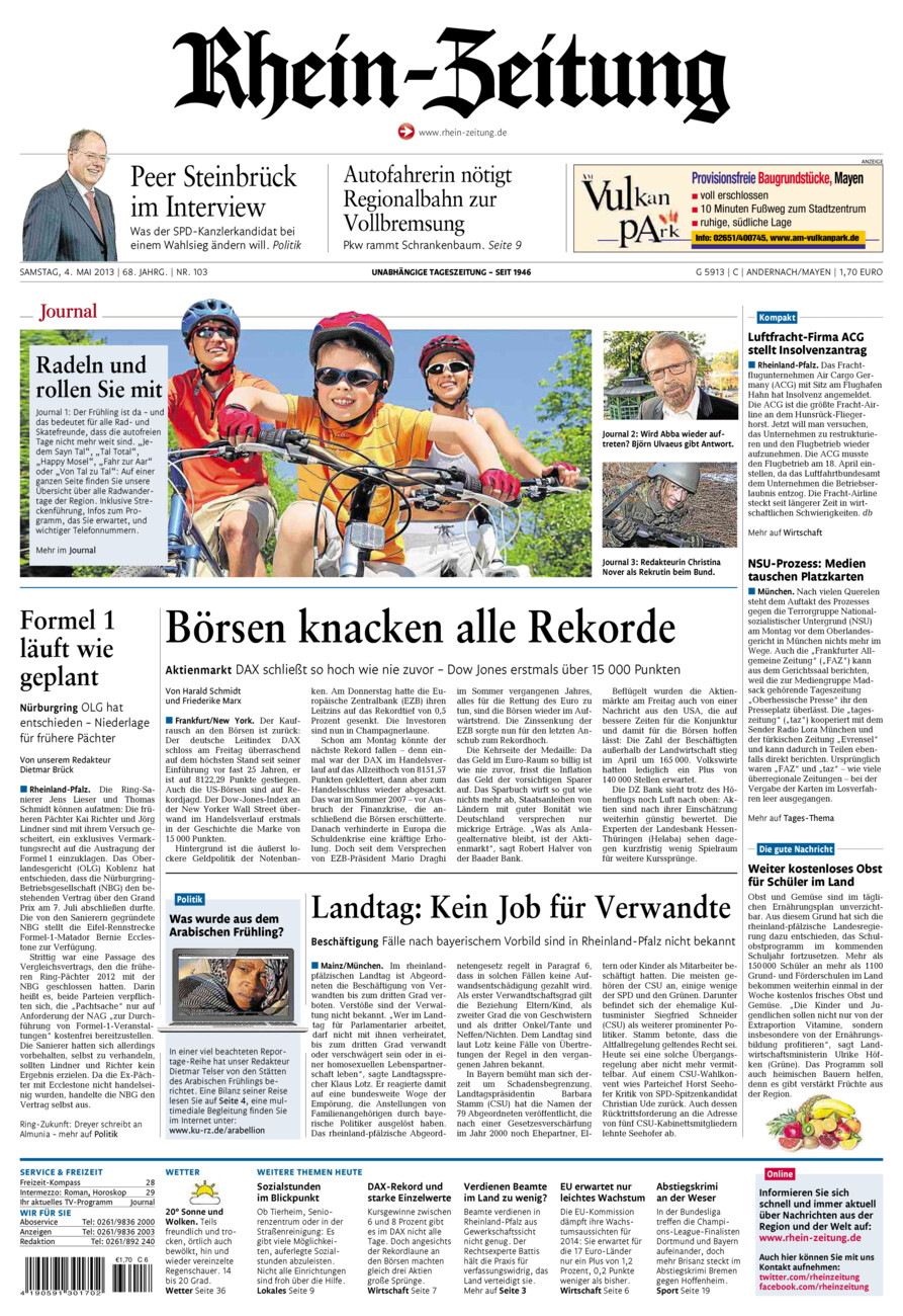 Rhein-Zeitung Andernach & Mayen vom Samstag, 04.05.2013