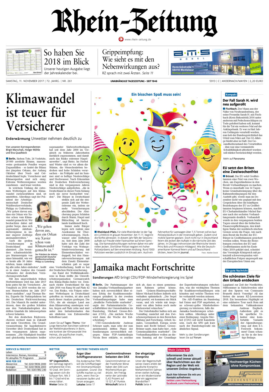 Rhein-Zeitung Andernach & Mayen vom Samstag, 11.11.2017