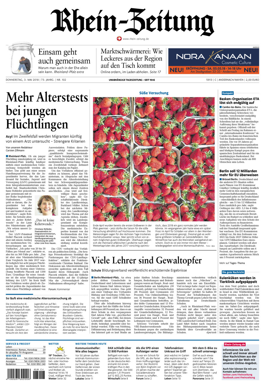 Rhein-Zeitung Andernach & Mayen vom Donnerstag, 03.05.2018