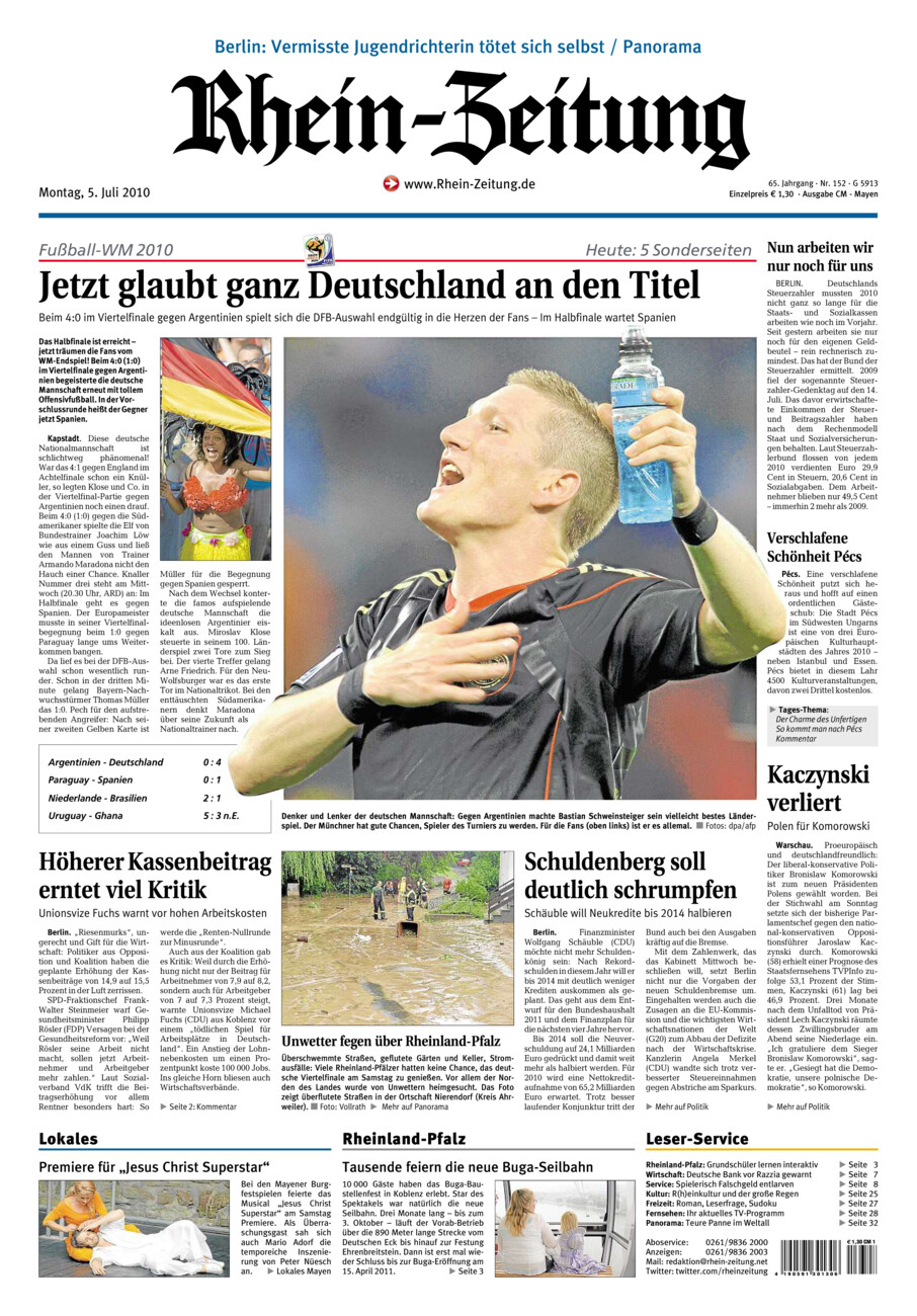 Rhein-Zeitung Andernach & Mayen vom Montag, 05.07.2010