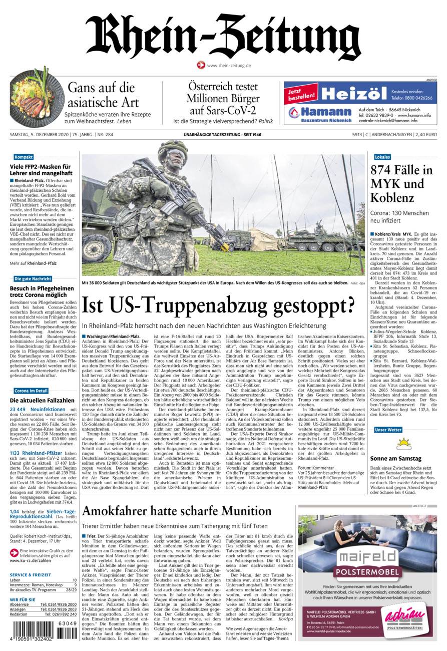 Rhein-Zeitung Andernach & Mayen vom Samstag, 05.12.2020