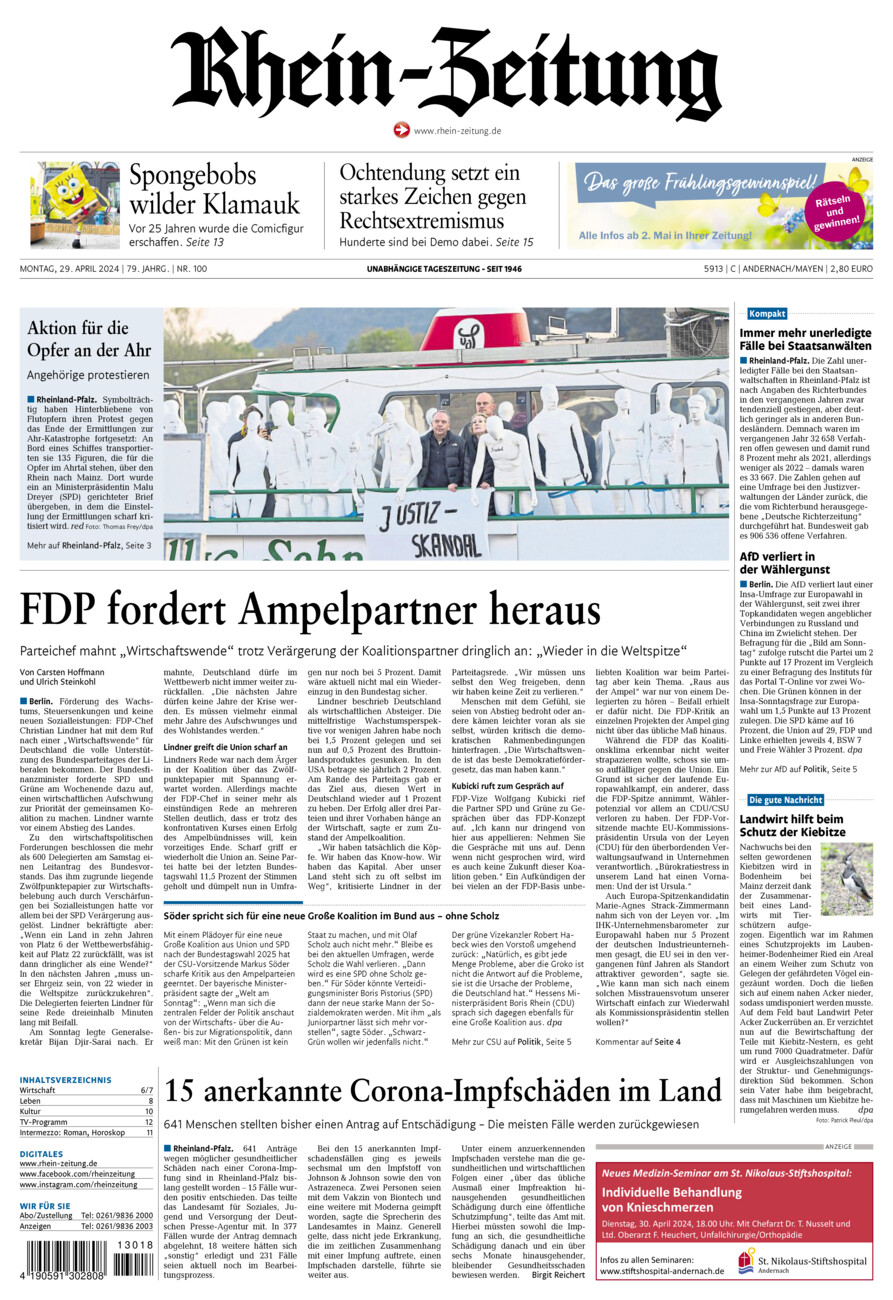 Rhein-Zeitung Andernach & Mayen vom Montag, 29.04.2024