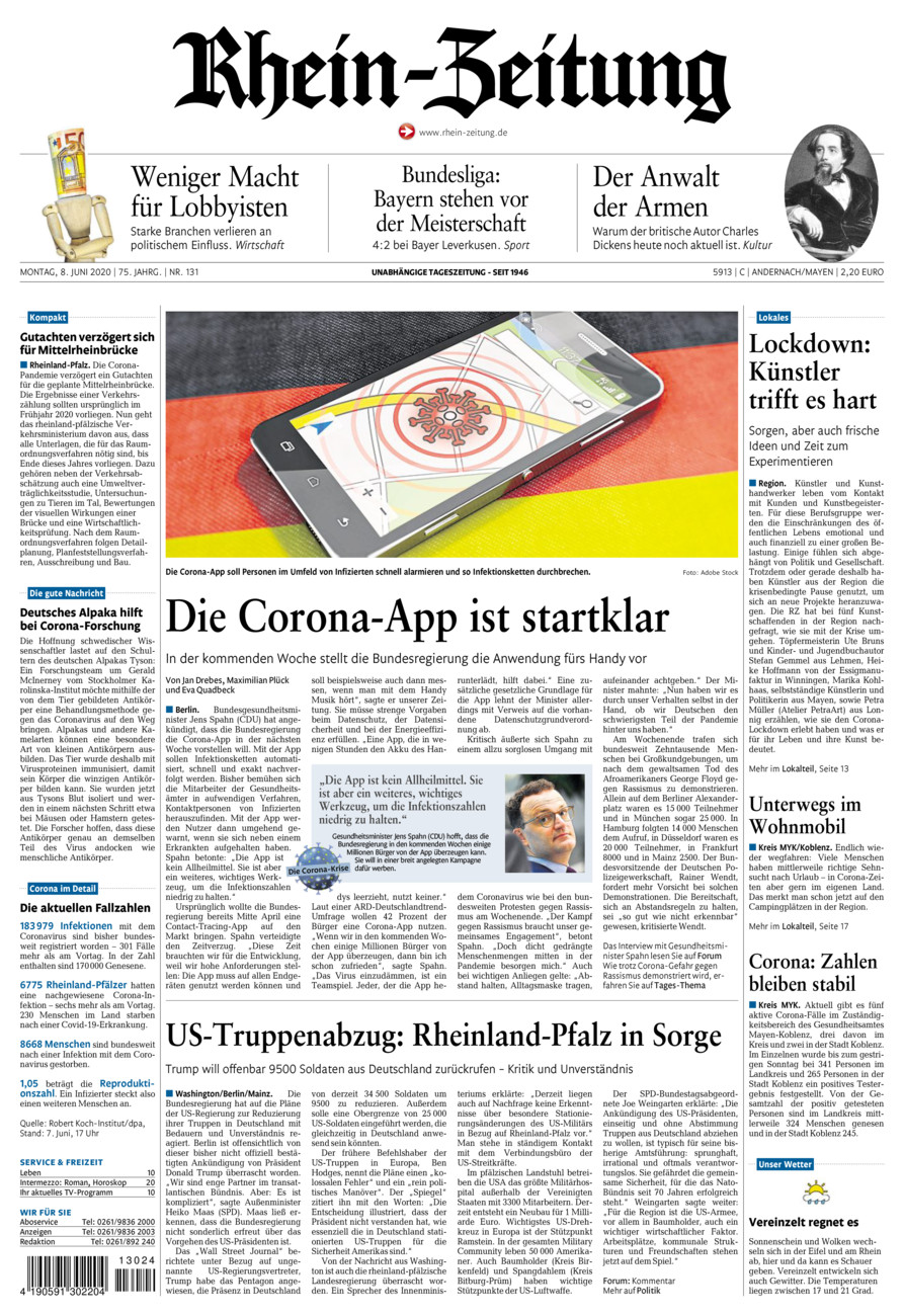 Rhein-Zeitung Andernach & Mayen vom Montag, 08.06.2020