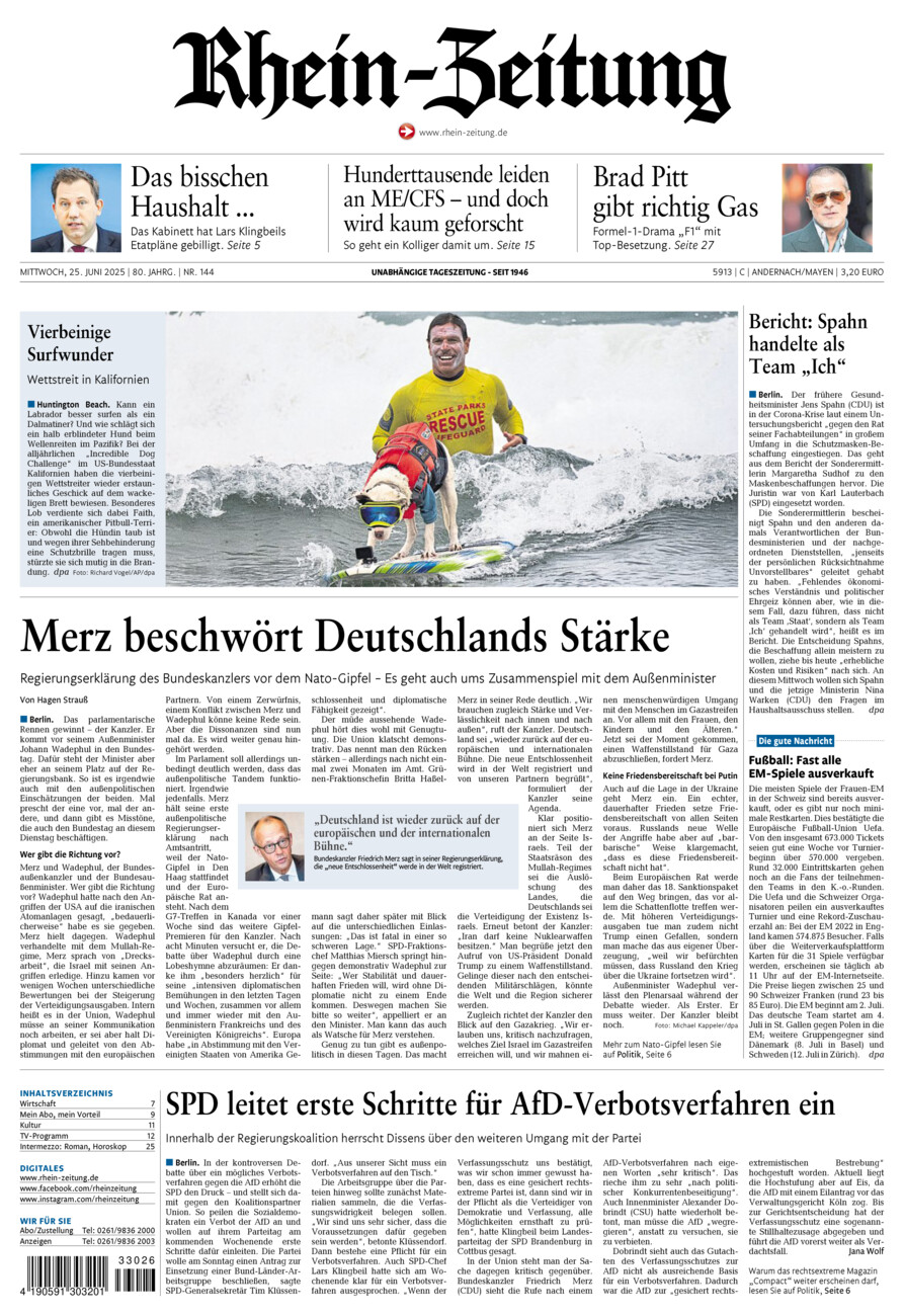Rhein-Zeitung Andernach & Mayen vom Mittwoch, 25.06.2025
