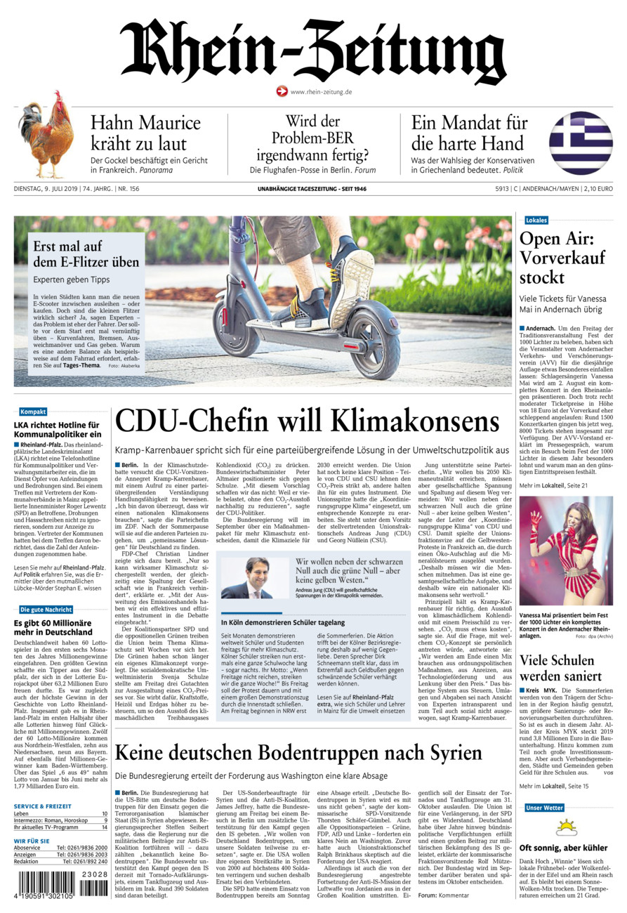 Rhein-Zeitung Andernach & Mayen vom Dienstag, 09.07.2019