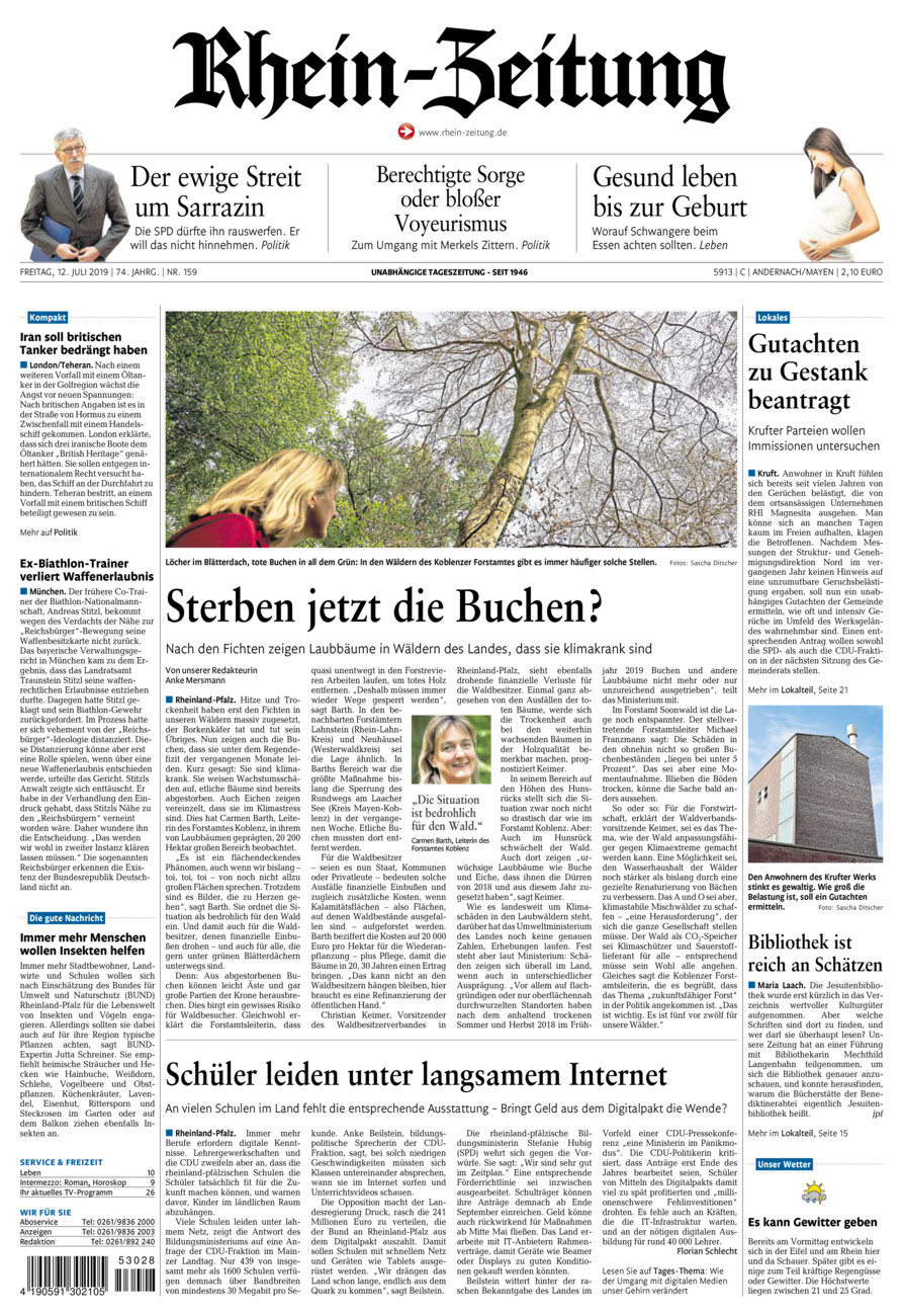 Rhein-Zeitung Andernach & Mayen vom Freitag, 12.07.2019