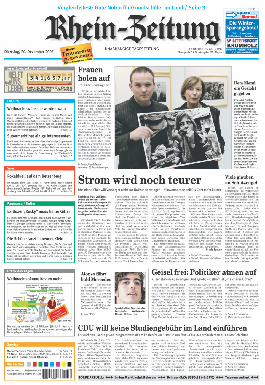 Rhein-Zeitung Andernach & Mayen vom Dienstag, 20.12.2005