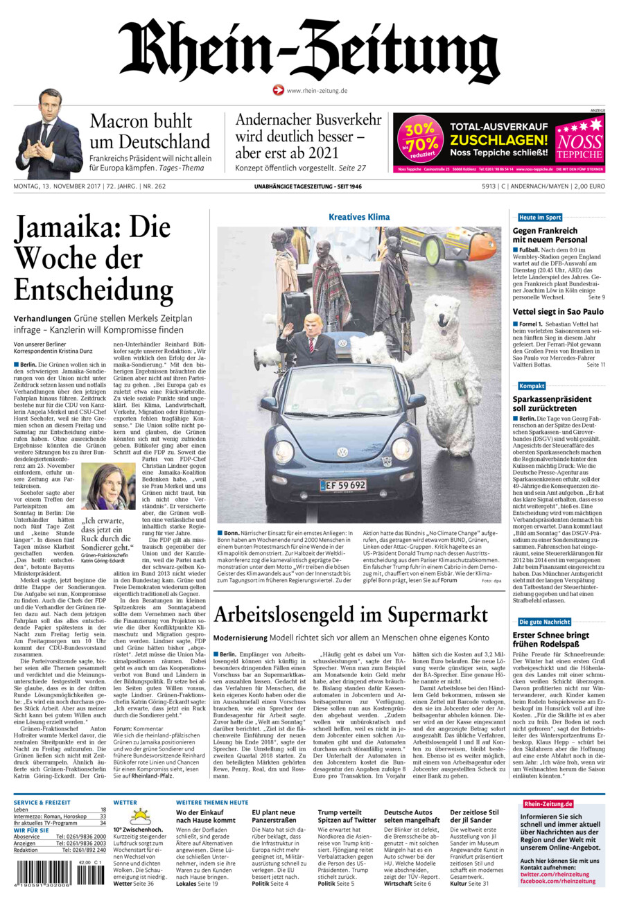 Rhein-Zeitung Andernach & Mayen vom Montag, 13.11.2017