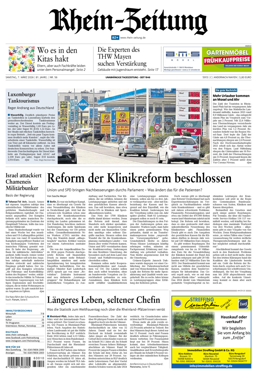 Rhein-Zeitung Andernach & Mayen vom Samstag, 07.03.2026