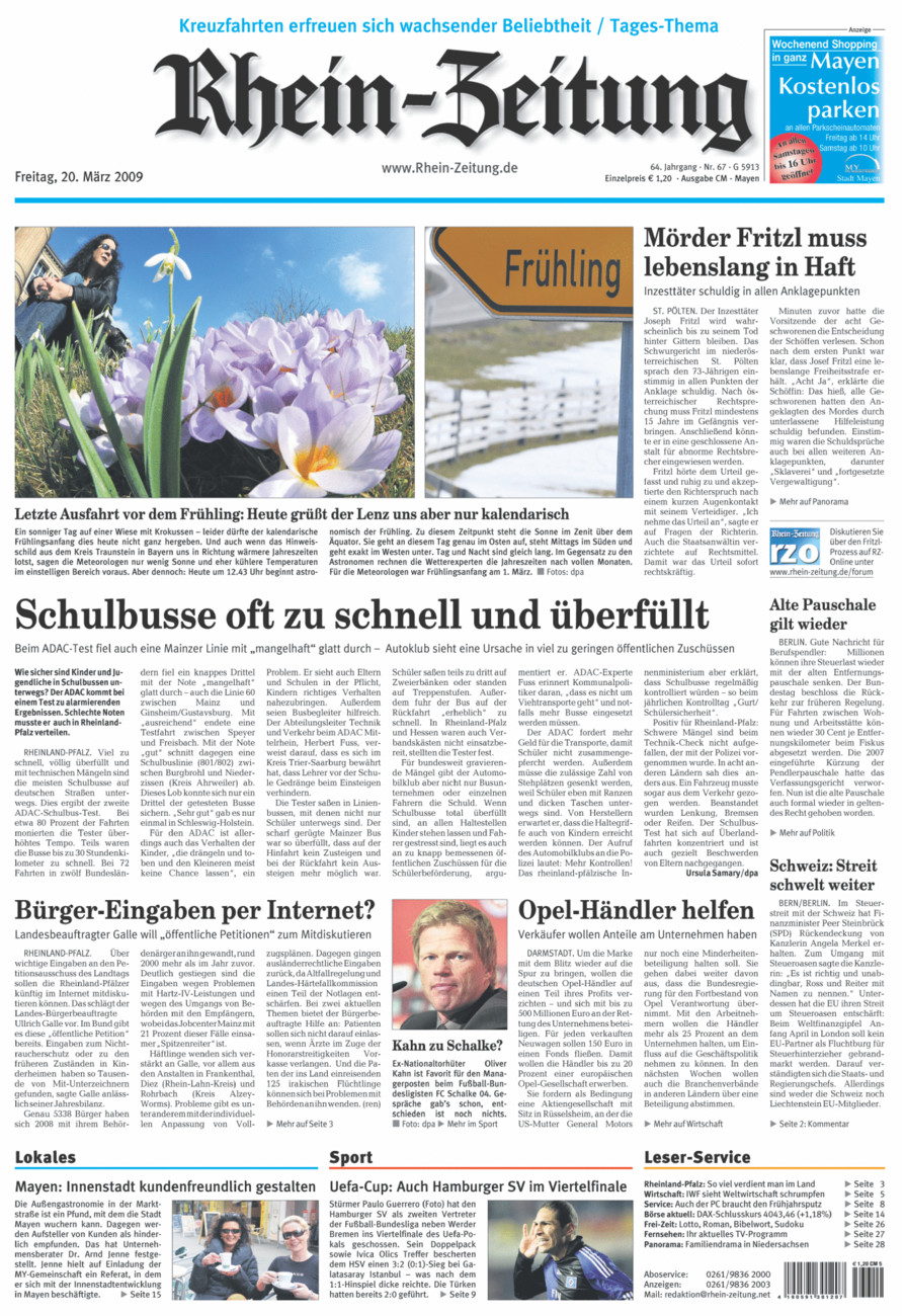 Rhein-Zeitung Andernach & Mayen vom Freitag, 20.03.2009