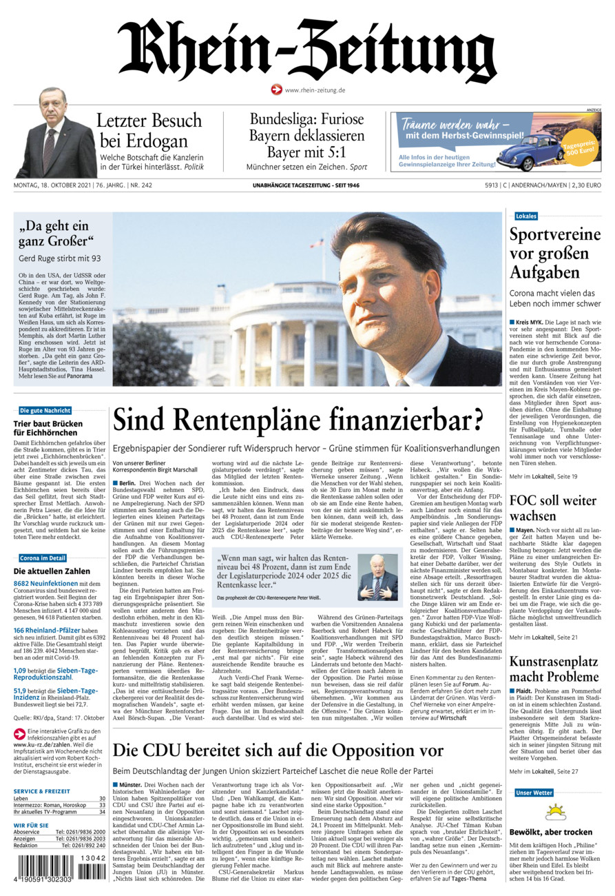 Rhein-Zeitung Andernach & Mayen vom Montag, 18.10.2021