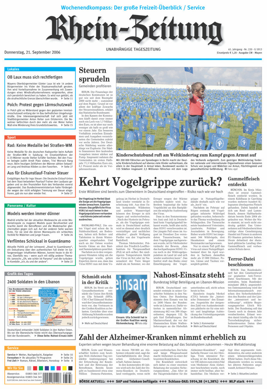 Rhein-Zeitung Andernach & Mayen vom Donnerstag, 21.09.2006
