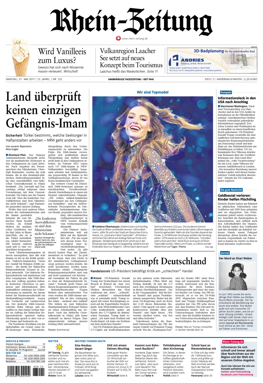 Rhein-Zeitung Andernach & Mayen vom Samstag, 27.05.2017