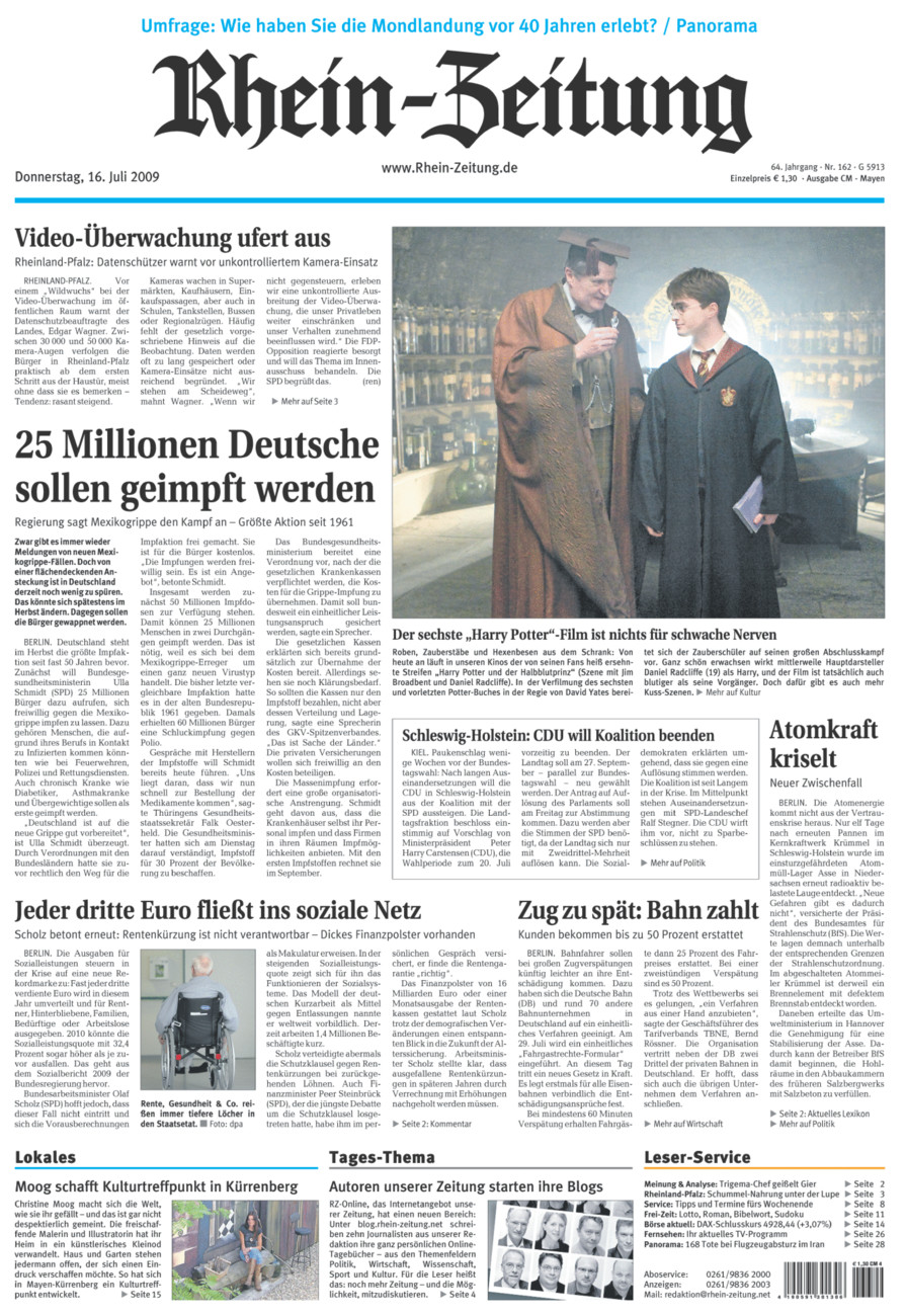 Rhein-Zeitung Andernach & Mayen vom Donnerstag, 16.07.2009