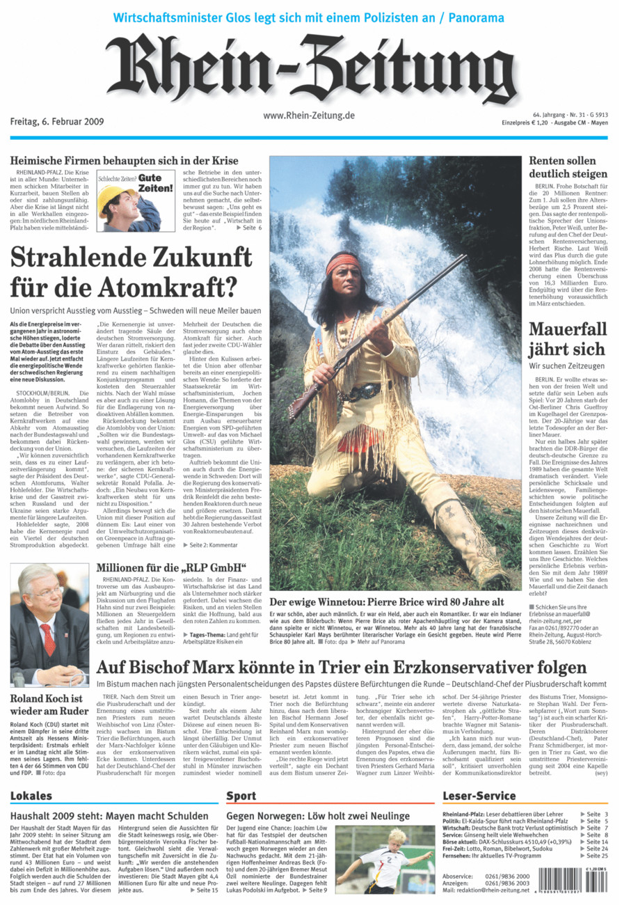 Rhein-Zeitung Andernach & Mayen vom Freitag, 06.02.2009