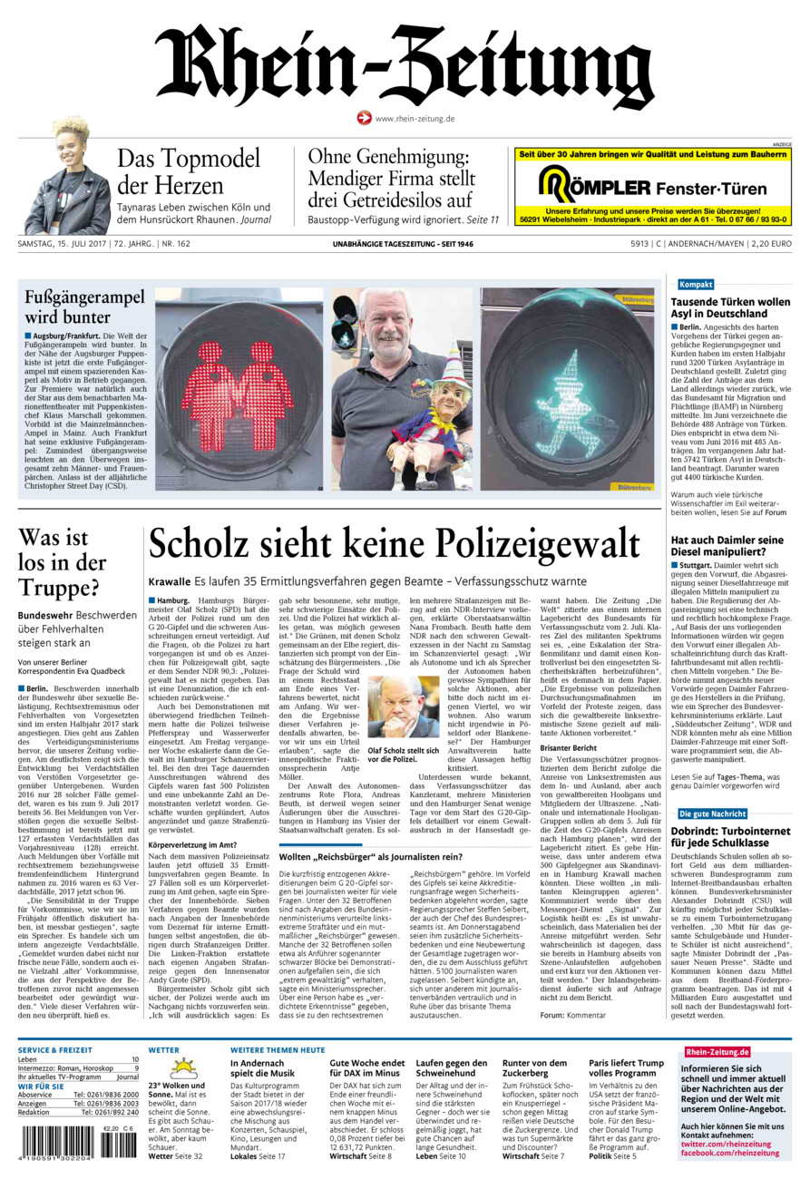 Rhein-Zeitung Andernach & Mayen vom Samstag, 15.07.2017