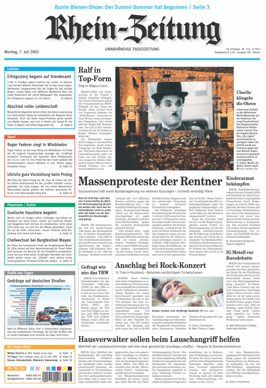 Rhein-Zeitung Andernach & Mayen vom Montag, 07.07.2003