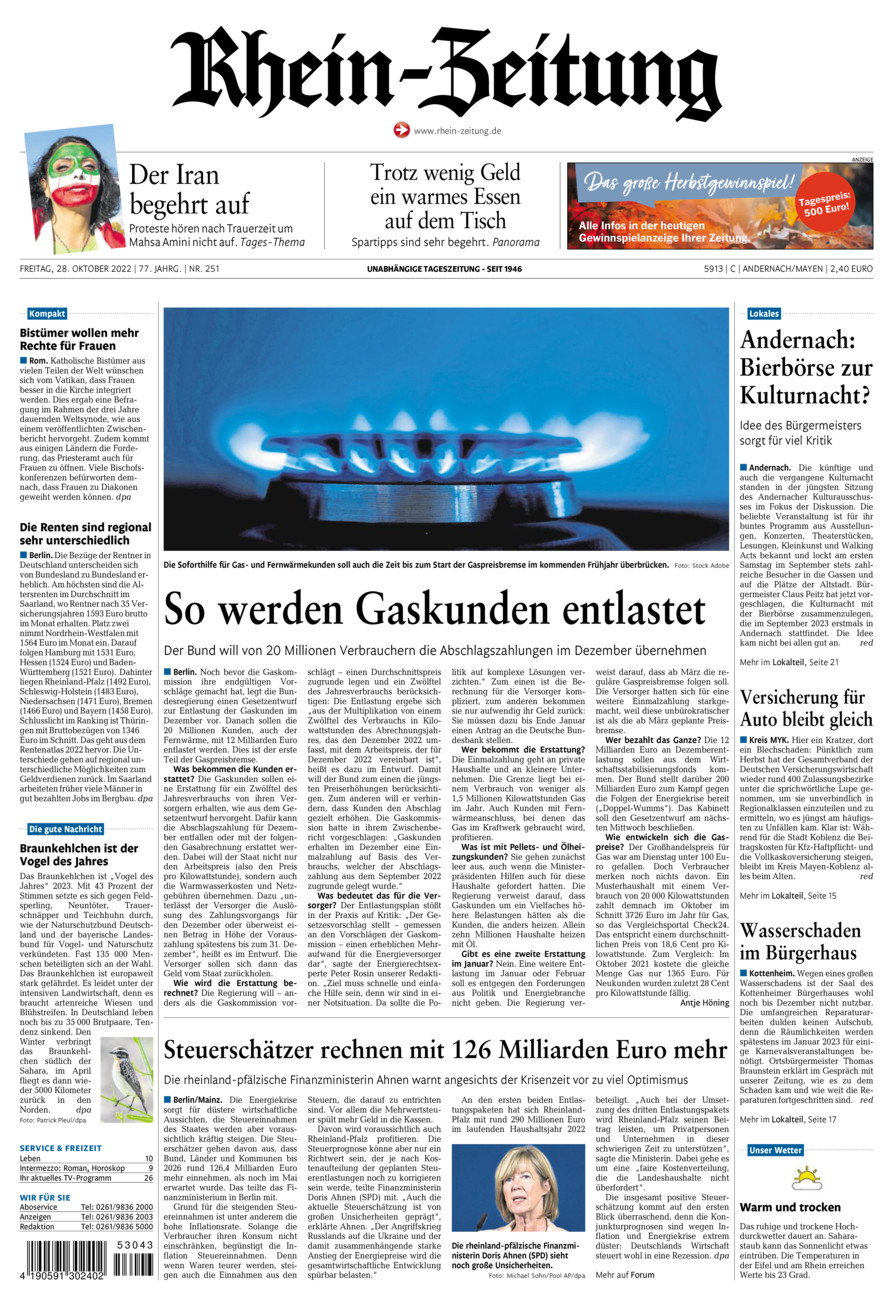 Rhein-Zeitung Andernach & Mayen vom Freitag, 28.10.2022