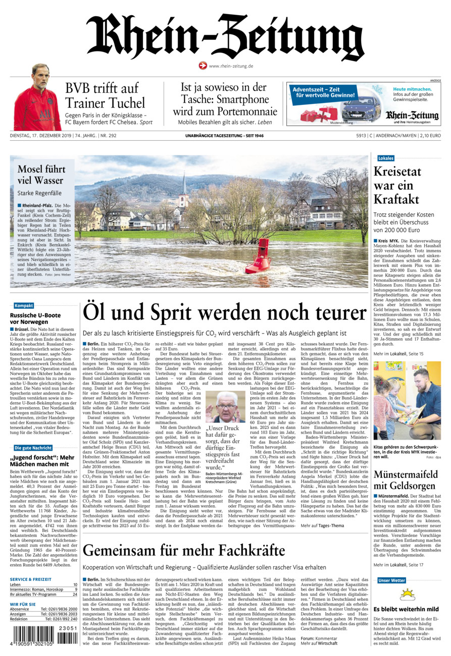 Rhein-Zeitung Andernach & Mayen vom Dienstag, 17.12.2019