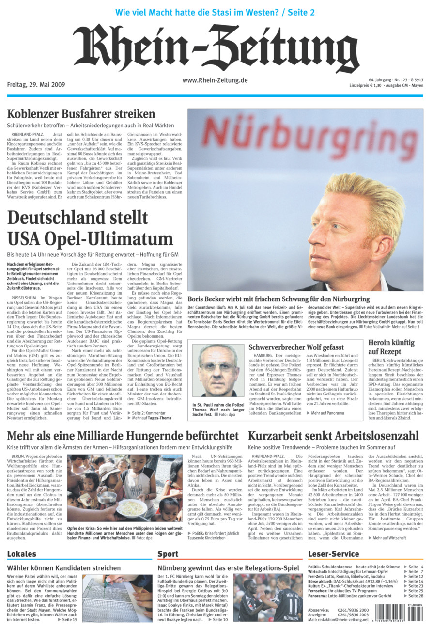 Rhein-Zeitung Andernach & Mayen vom Freitag, 29.05.2009