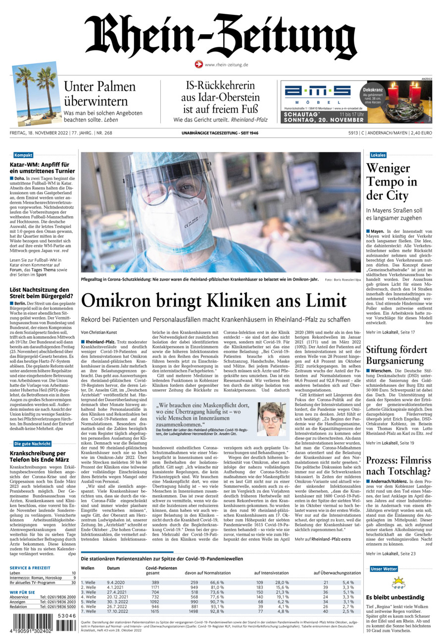Rhein-Zeitung Andernach & Mayen vom Freitag, 18.11.2022
