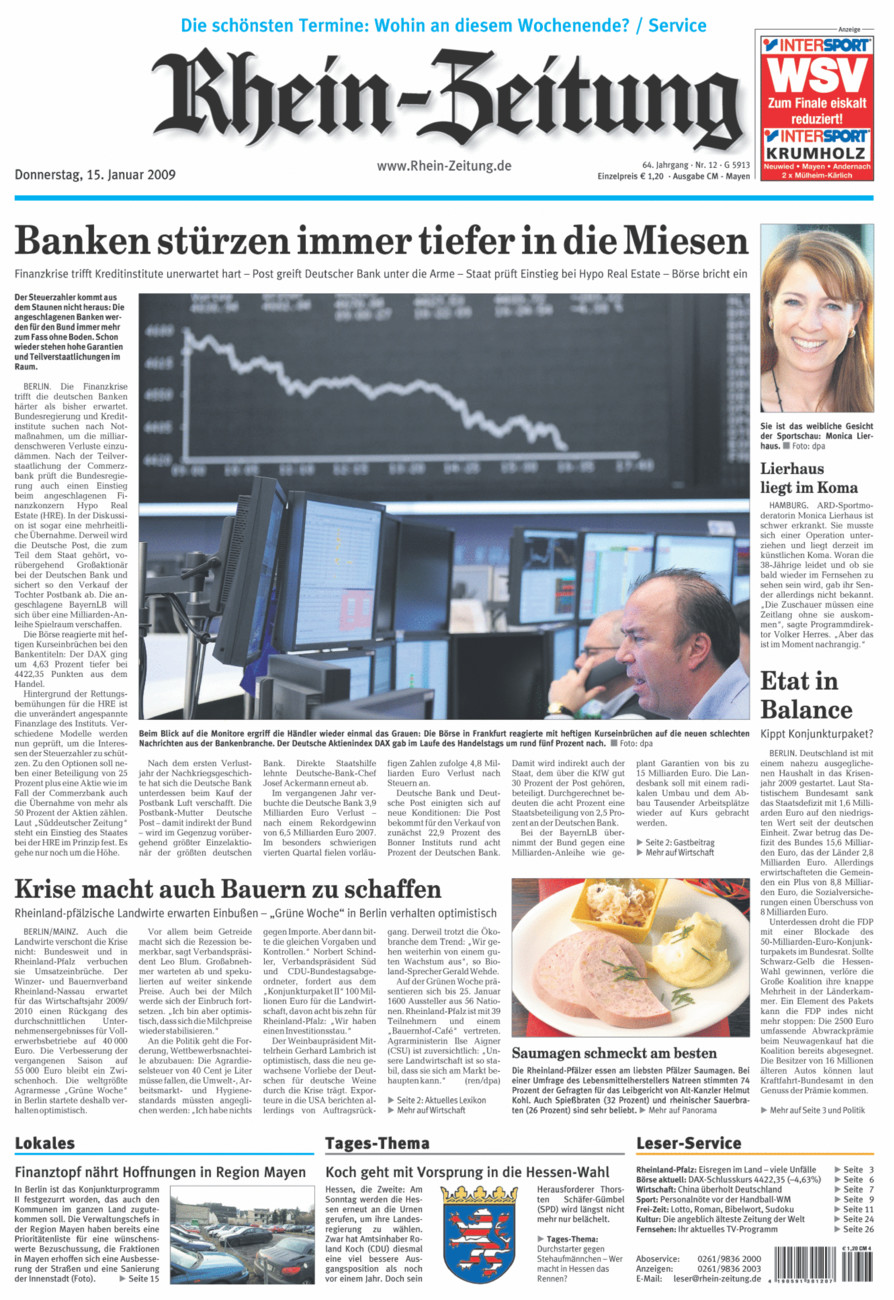 Rhein-Zeitung Andernach & Mayen vom Donnerstag, 15.01.2009