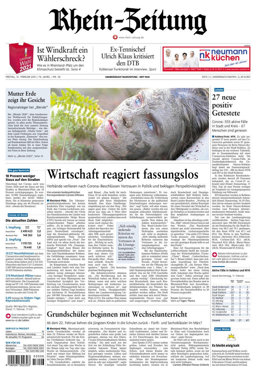 Rhein-Zeitung Andernach & Mayen vom Freitag, 12.02.2021