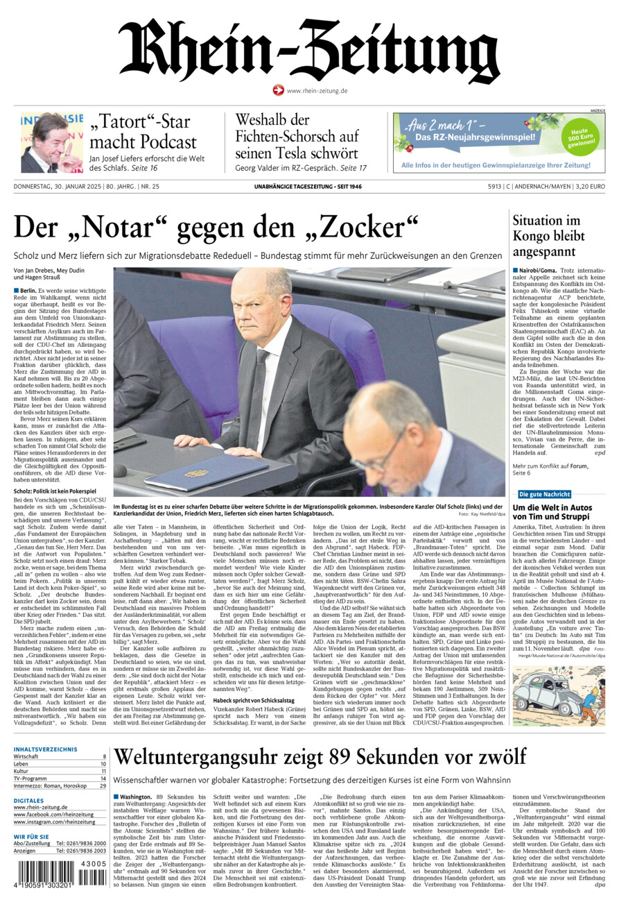 Rhein-Zeitung Andernach & Mayen vom Donnerstag, 30.01.2025