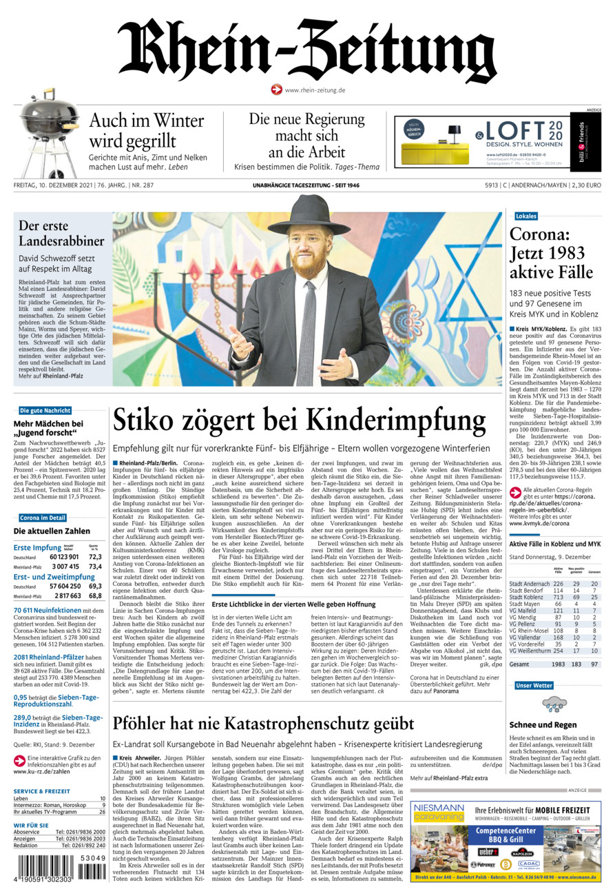 Rhein-Zeitung Andernach & Mayen vom Freitag, 10.12.2021