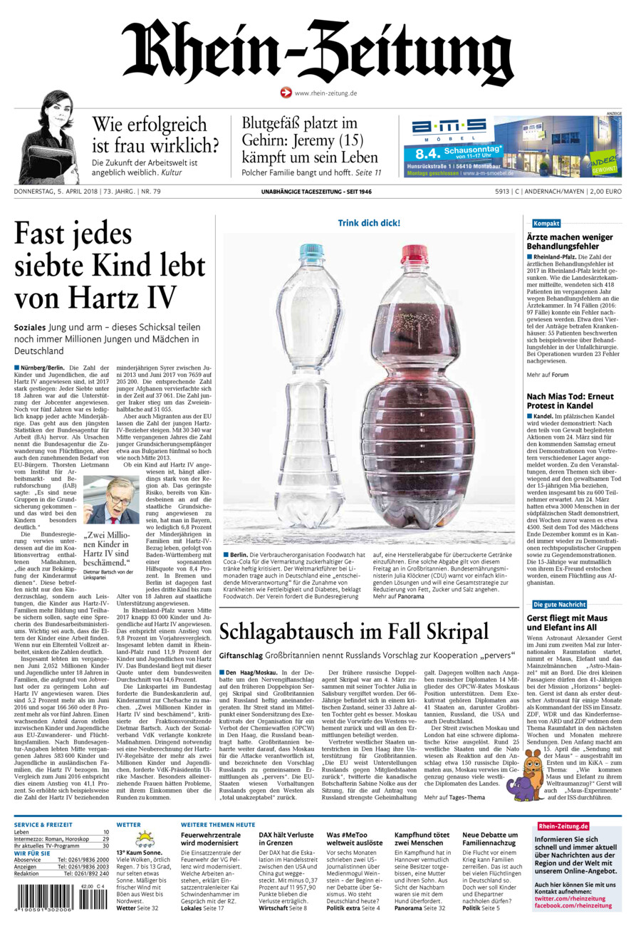 Rhein-Zeitung Andernach & Mayen vom Donnerstag, 05.04.2018