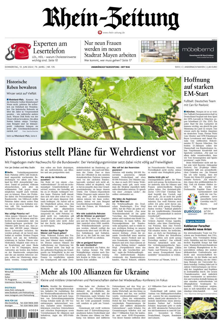 Rhein-Zeitung Andernach & Mayen vom Donnerstag, 13.06.2024