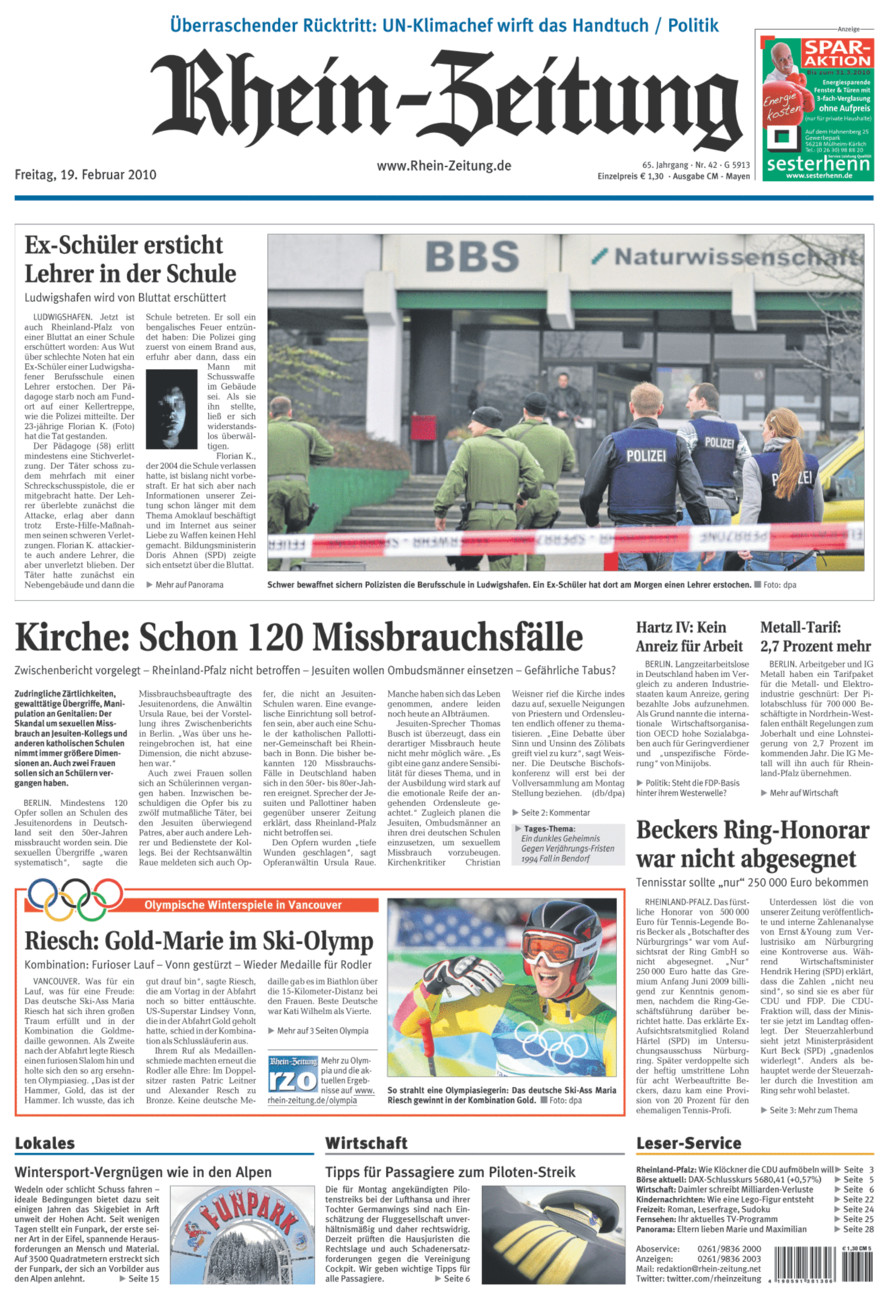 Rhein-Zeitung Andernach & Mayen vom Freitag, 19.02.2010