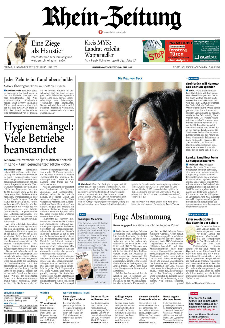 Rhein-Zeitung Andernach & Mayen vom Freitag, 09.11.2012